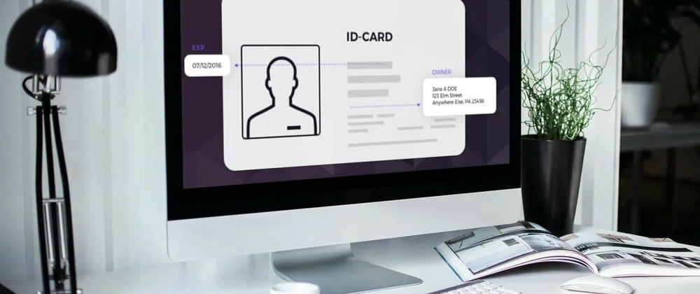 Computer screen displaying an ID card with extracted text.